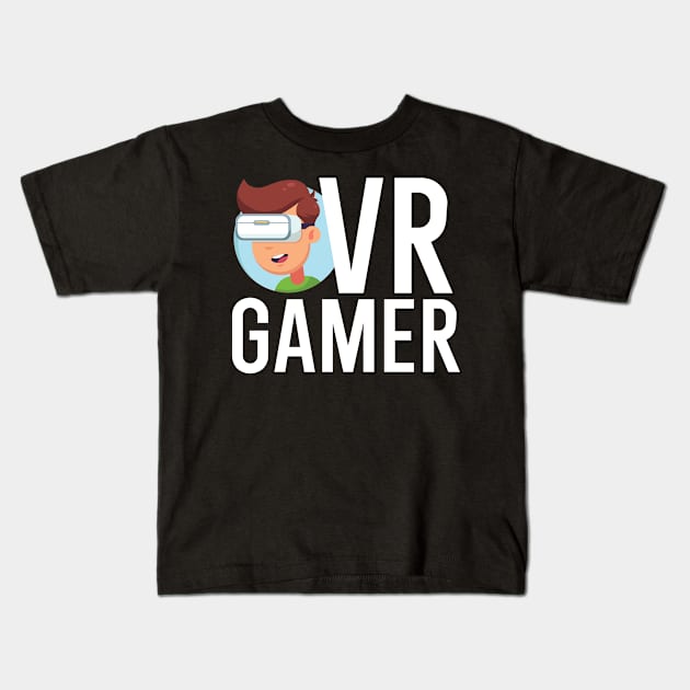 VR Gamer Kids T-Shirt by maxcode